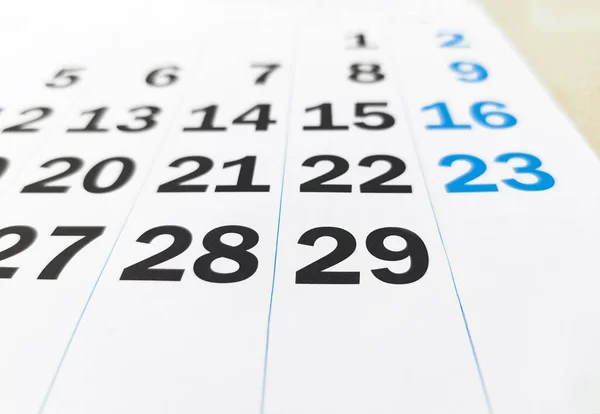 Kalendarz luty w roku przestępnym z 29 dniami — Zdjęcie stockowe