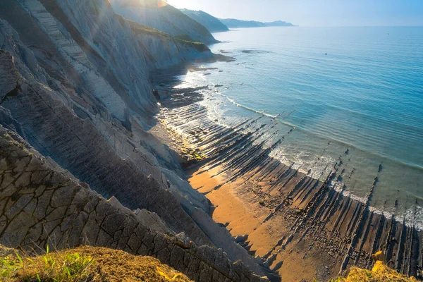 Beautiful Flysch Beach Zumaia — Stock Photo, Image