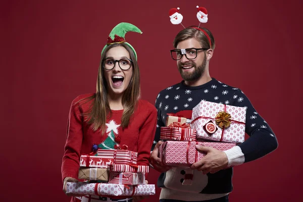 Feliz pareja nerd — Foto de Stock