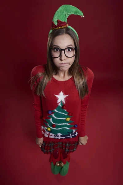 Woman in Christmas clothes — ストック写真