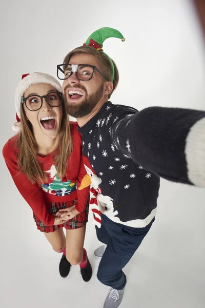 Pareja divertida de nerds — Foto de Stock