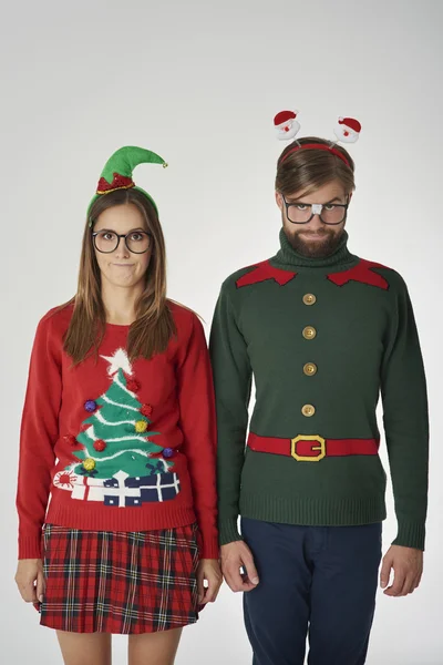 Nerd couple in funny photo session — Stock Photo, Image