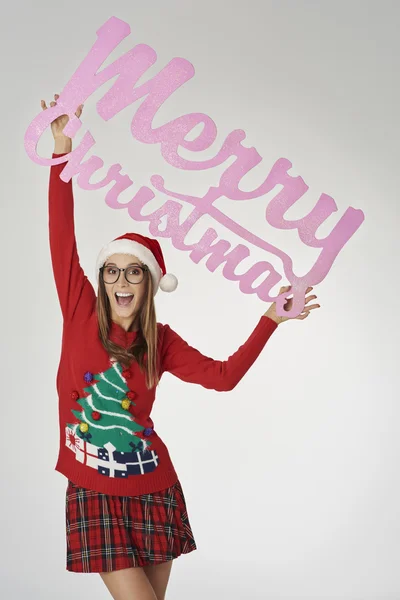 Funny woman in Christmas time — Stock Photo, Image