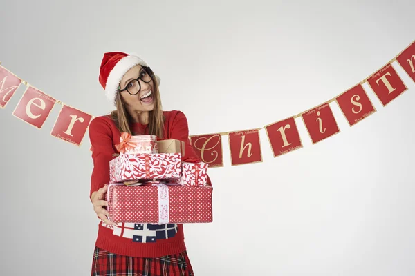 Mujer divertida en tiempo de Navidad —  Fotos de Stock