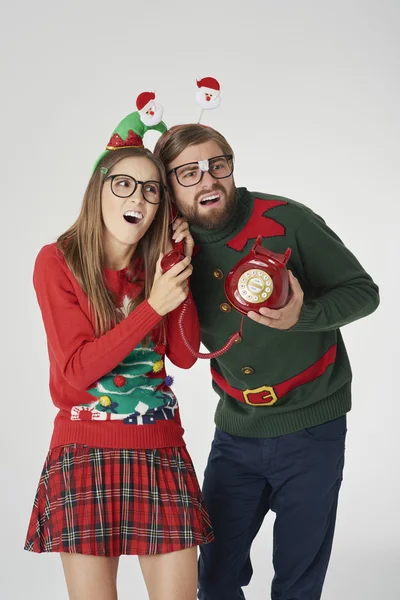 People in funny sweaters — Stock fotografie