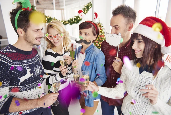 Happy team at Christmas office party — Stock Photo, Image