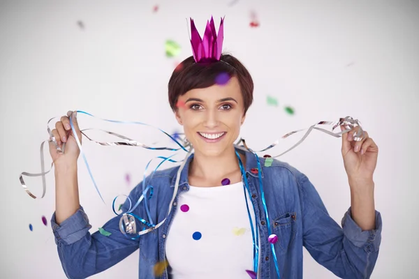 Mujer celebrando un nuevo año —  Fotos de Stock