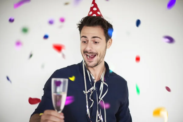 Man celebrating new year — Stock Photo, Image