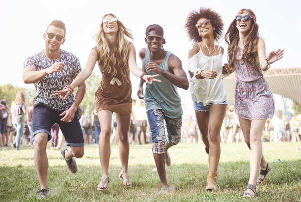 young people have fun at the music festival