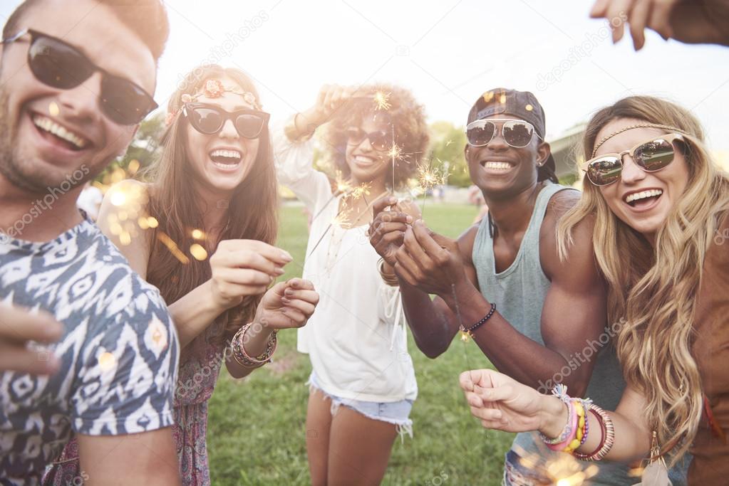 young people have fun at the music festival