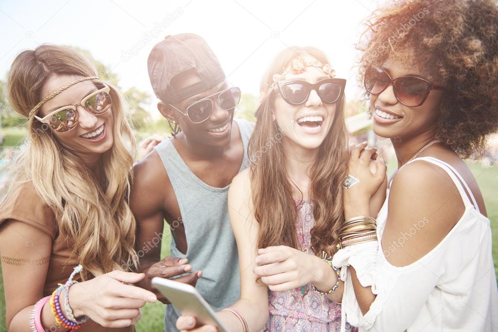 Group of people on music festival