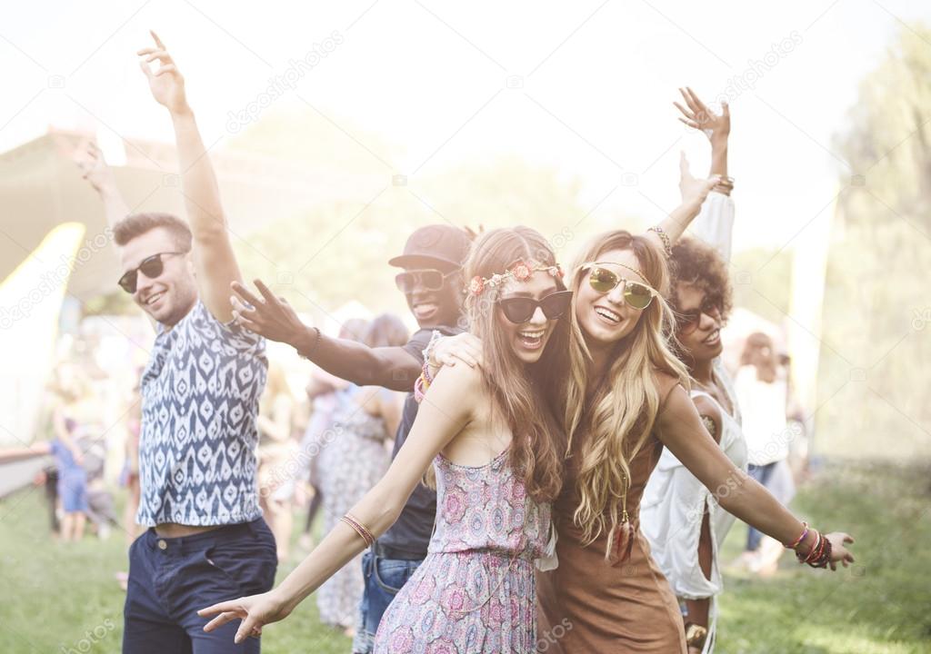 young people have fun at the music festival
