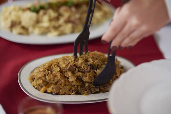 Cooked cabbage with Polsish mushrooms