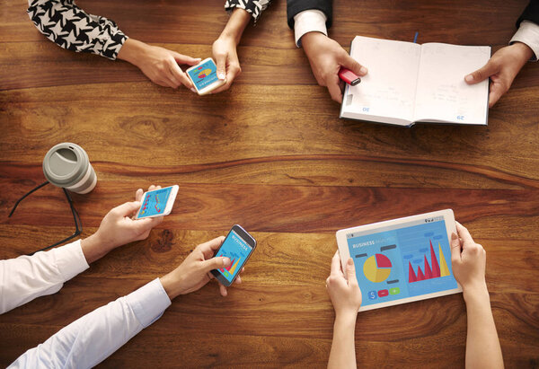 business people using digital devices