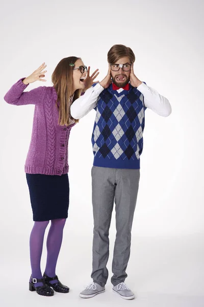 Pareja divertida de nerds — Foto de Stock