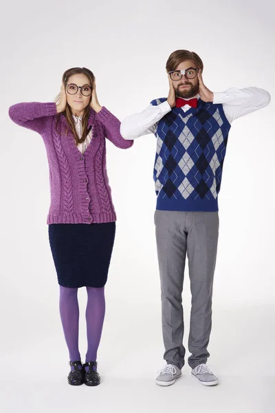 Pareja divertida de nerds — Foto de Stock