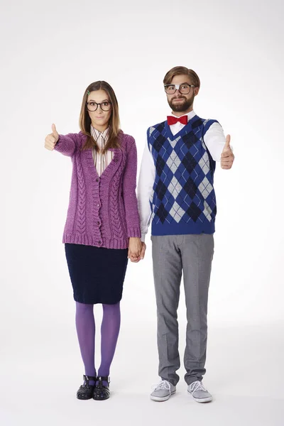 Pareja divertida de nerds — Foto de Stock