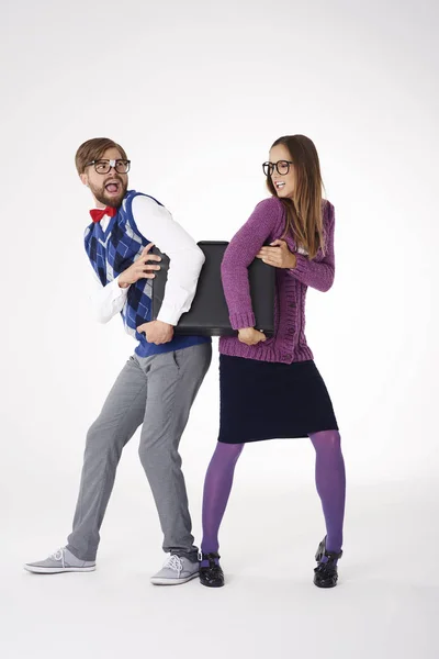 Pareja divertida de nerds — Foto de Stock