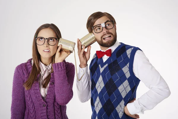 Pareja divertida de nerds — Foto de Stock