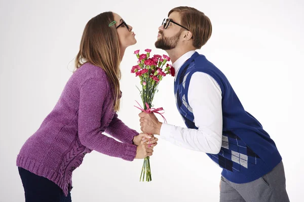 Pareja divertida de nerds — Foto de Stock