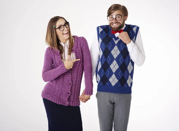 Pareja divertida de nerds —  Fotos de Stock