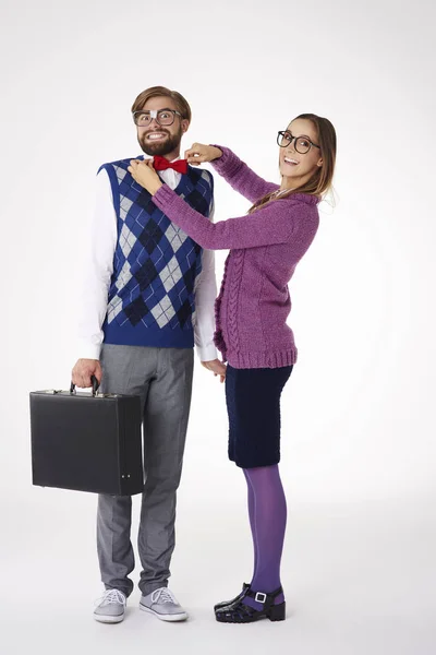 Pareja divertida de nerds — Foto de Stock