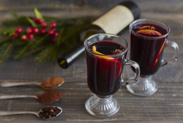 Glasses of mulled wine 