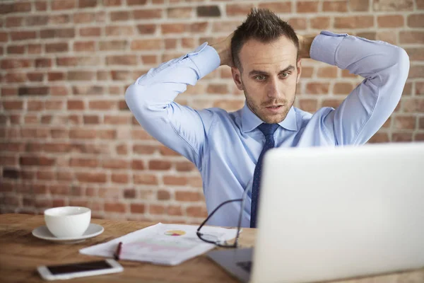 Man working hard at office — Stock Photo, Image