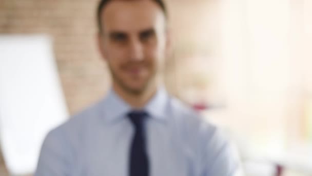 Portrait of handsome business person — Stock Video