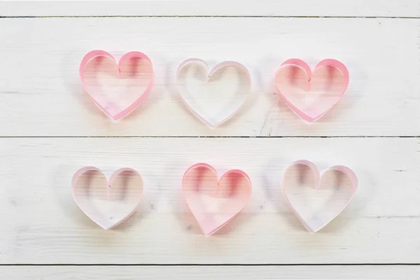 Hearts on wooden background — Stock Photo, Image