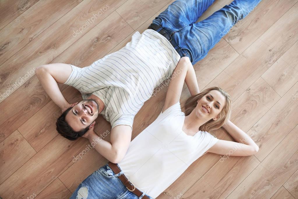 Couple laying on the floor