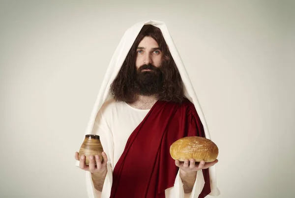 Jésus avec pain et vin — Photo