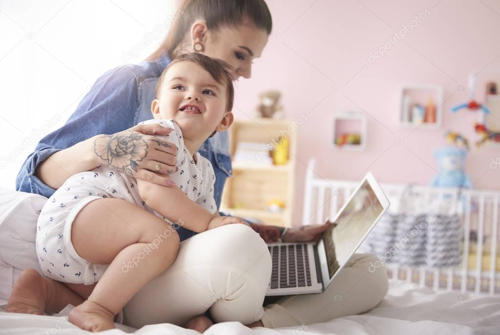 Freelancer mom with baby boy