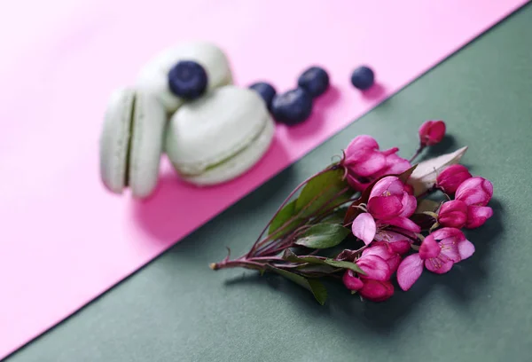 Macarrones dulces con arándanos —  Fotos de Stock