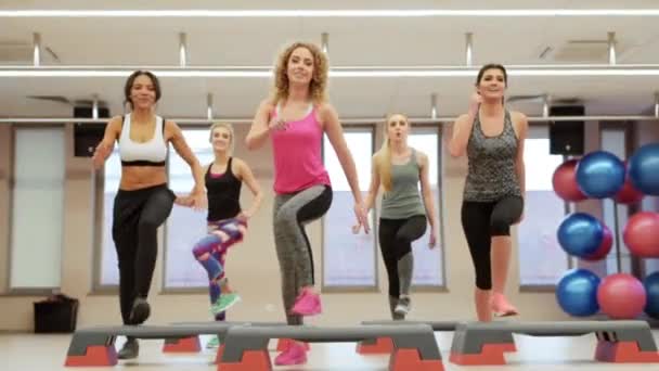 Mulheres jovens sobre o exercício — Vídeo de Stock
