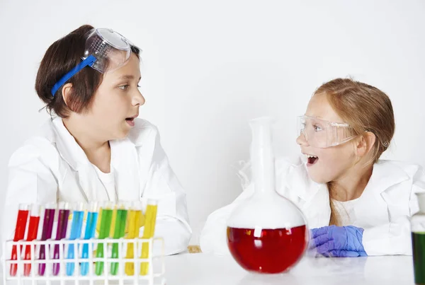 Two little chemists Stock Photo