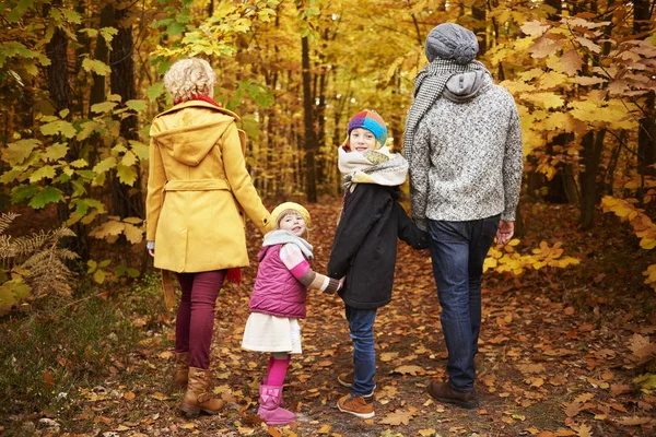 Achteraanzicht van ouders en kinderen van draaien — Stockfoto