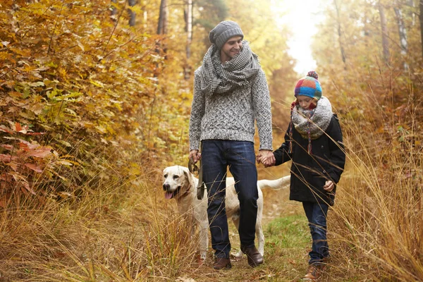 Vader en zoon ontdekken de schoonheid van de natuur — Stockfoto