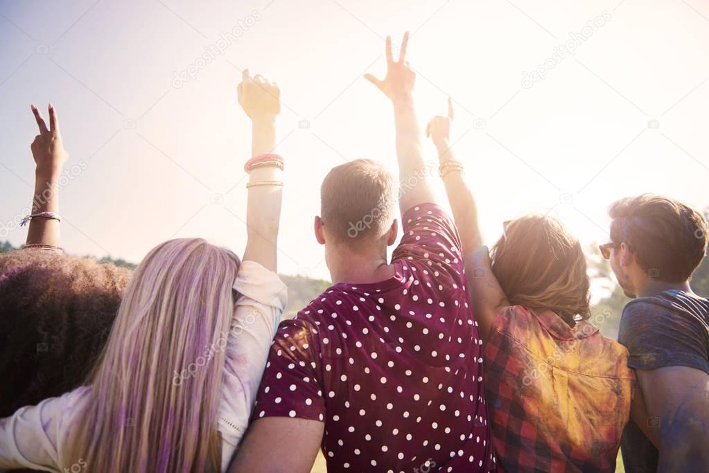 friends at holi festival