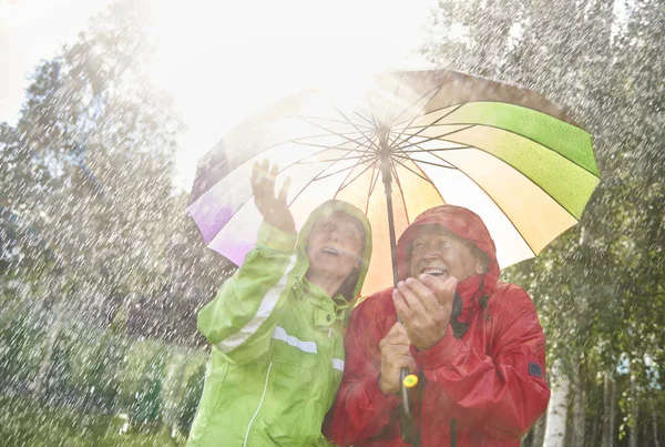 Erwachsenes Paar mit Regenschirm — Stockfoto