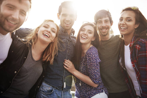 group of cheerful friends