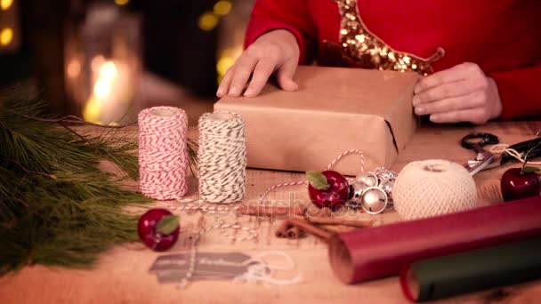 Human hand tailor decoration to present — Stock Video