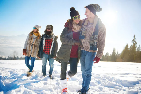 Bir kış yürüyüş için iki çiftler