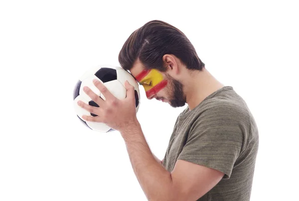 Fußballfan betet für den Sieg — Stockfoto