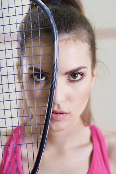 Genç Kadın Squash Oyuncu Tenis Oyuncusu Portresi — Stok fotoğraf