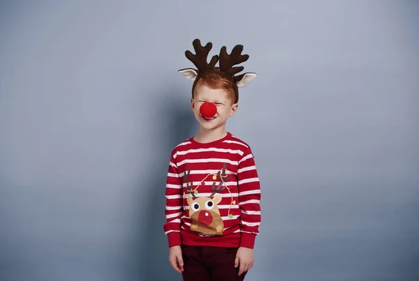 Cute Boy Reindeer Costume — Stock Photo, Image