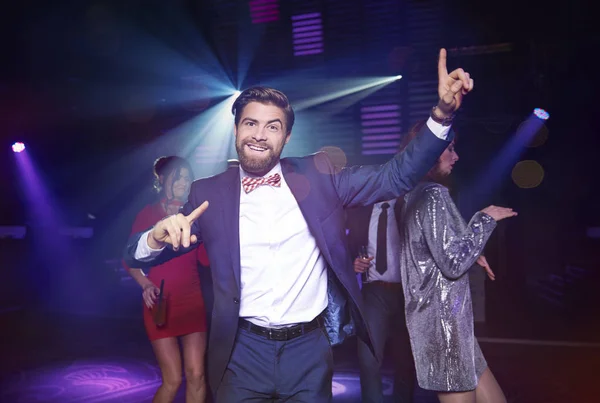 Hombre Feliz Bailando Pista Discoteca — Foto de Stock