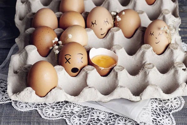 Nahaufnahme Von Braunen Eiern Eierkartons — Stockfoto