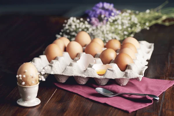 Shot of eggs in egg box