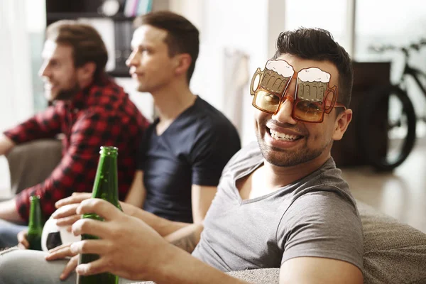 Fußballfan Mit Lustiger Brille — Stockfoto